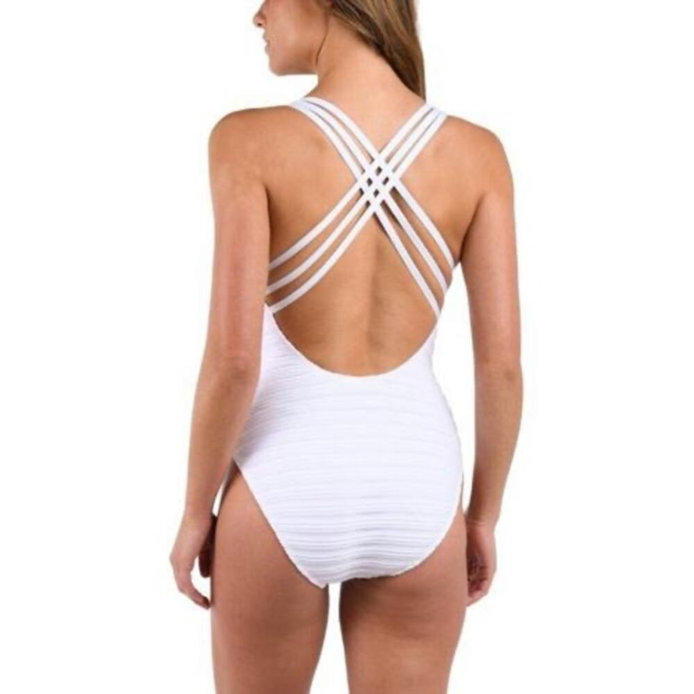 La Blanca Women’s Fluid Lines Cross Back White One Piece Swimsuit🌼 - Picture 2 of 6